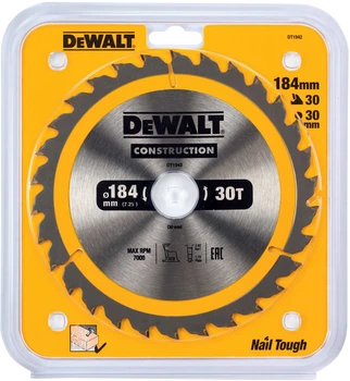 Пиляльний диск DeWalt Construction 30T AC 184 x 30 мм DT1942-QZ (5035048095591)