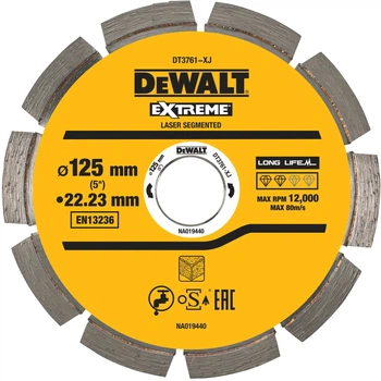 Tarcza diamentowa DeWalt Extreme 125 x 22.23 x 2 mm DT3761-XJ (5035048058480)