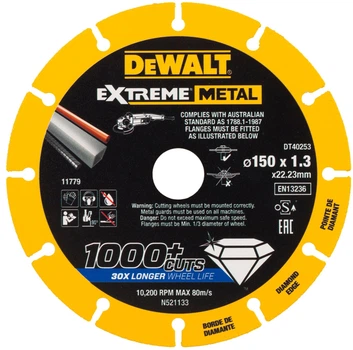 Tarcza diamentowa DeWalt Extreme Metal 150 x 22.23 x 1.3 mm DT40253-QZ (5035048545324)