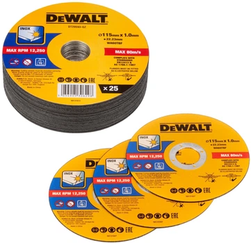 Zestaw tarcz tnących DeWalt 115 mm x 22.23 mm x 1 mm 25 szt DT20593-QZ (5054905306298)