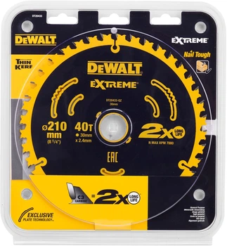 Пильный диск DeWalt Extreme 40T 210 x 30 мм DT20433-QZ (5054905282882)