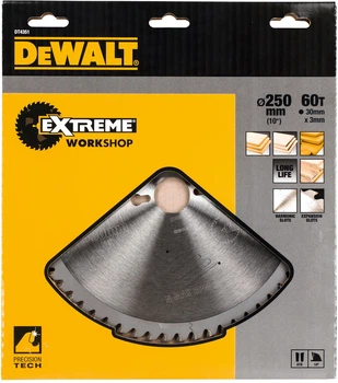 Пильный диск DeWalt Extreme Workshop 60T 250 x 30 мм DT4351-QZ (5035048058114)