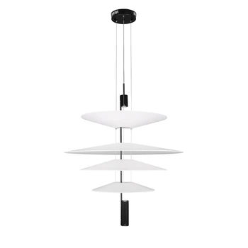 Потолочная LED люстра в современном стиле 12W 4000 К 500+680+500+360 мм Черная с белыми плафонами (23882)