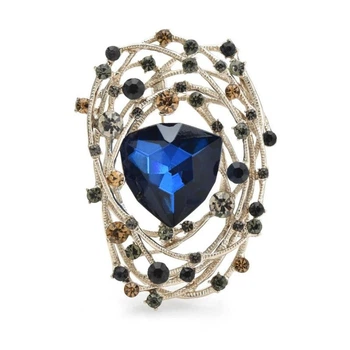 Брошь BROCHE бижутерия с кристаллами Авангард синяя BRBF114098