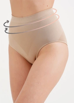 Трусы женские корректирующие Giulia SLIP MODELLING L/XL Beige, бесшовные, микрофибра, высокая посадка