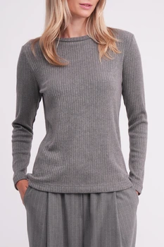 Жіночий лонгслів в рубчик Giulia MOSSLINES 7003/150 S Grey-gunsmoke melange