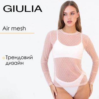 Жіночий лонгслів в сітку Giulia AIR MESH 7001/070 S/M Pink-pale, прозорий лонгслів в горошок