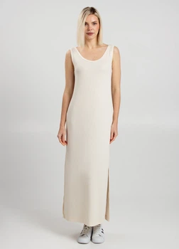 Жіноча довга сукня з трикотажного полотна в рубчик Giulia ESSENTIAL MILK 8710/320 M/L White-light cream