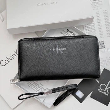 Кожаный Мужской Кошелек На Молнии Кельвин Кляйн Черный Calvin Klein - (294813)