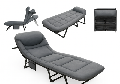 Розкладне ліжко-розкладачка Relax Outdoor 200х60х30 см Сіре, кемпінгове польове ліжко для дому та укриттів, вага 7.8 кг (навантаження до 150 кг)