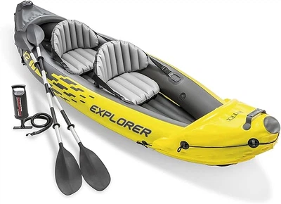 Надувной каяк 2-х местный Intex Explorer K2, спортивный каяк для легкой гребли