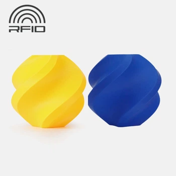Набор 2 кг PLA Пластик Bambu Lab PLA Basic Blue (10601) и Sunflower Yellow (10402) для 3D-принтера / 1.75mm Синий и Желтый с Катушками с RFID чипом меткой (NFC)
