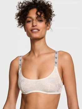 Бюстгальтер Victoria's Secret Coconut White Lace Monogram Shine Strap Bralette S Білий (27178881D)