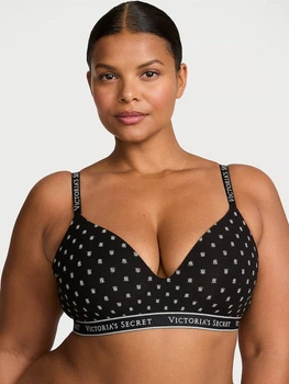 Бюстгальтер Victoria's Secret Lightly Lined Wireless Cotton Bra 34D Чорний (27178875D)