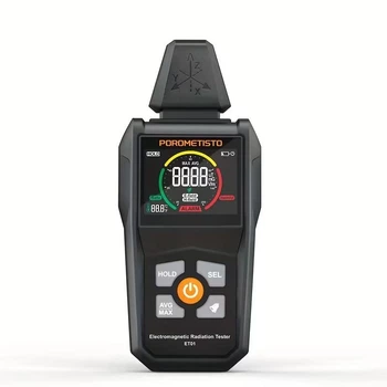 EMF-метр POROMETISTO ET01, цифровий детектор електромагнітного поля 3-в-1, для вимірювання електричного поля, магнітного поля та температури, чорний