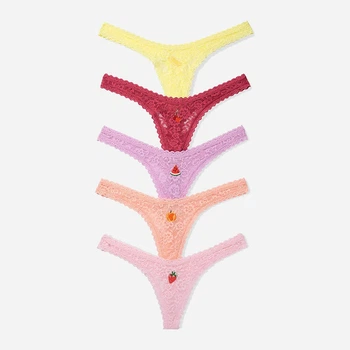 Набір трусиків танга жіночих Victoria's Secret 165360489 XS 5 шт Рожевий/Жовтий (1159865214)