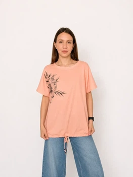 Жіноча футболка з квітковим принтом Pink Daisy Пудровий L (6536)