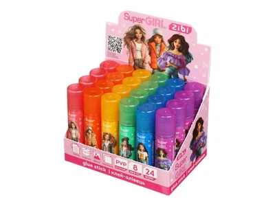 Клей-олiвець ZIBI SUPER GIRL 8г PVP, прозорий з блискітками ZB.6307