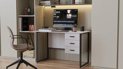 Комп'ютерний стіл Ferrum-decor Гаррі 75x140x70 чорний ДСП Біле 16мм