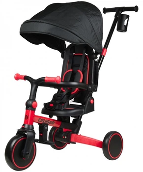 Беговел Tri-cycle 6in1 Milano 002 красный от 1 года с боковой поддержкой и козырьком