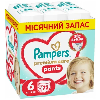 Подгузники Pampers Premium Care Pants Розмір 6 (13-19 кг) 72 шт (8006530320139)