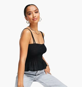 Топ ASOS Petite Shirred Cami Top Black 115934914 XL