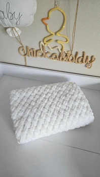 Плюшевый плед Chickabiddy, белая пряжа, 85х85 см, ручное плетение