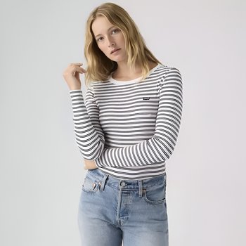 Жіночий лонгслів Levi's (199454022314) Hayes Long Sleeve T-shirt M білий з чорним