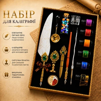 Антикварный набор с винтажным перьями, 6 цветами чернил и сургучной печатью в подарочной коробке, набор для письма, каллиграфии