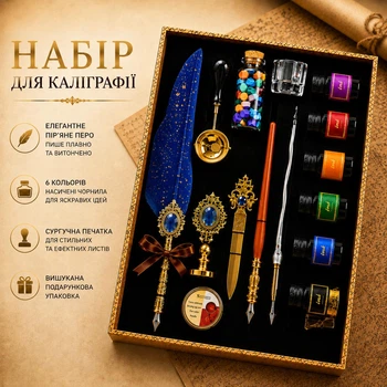 Винтажный набор для каллиграфии с перовой ручкой, чернила 6 штук, сургучная печать и нож для листов подарочный антикварный набор для письма