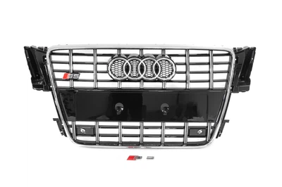 Передняя решетка радиатора S-Style (2007-2011, черная с хромом) для Ауди A5