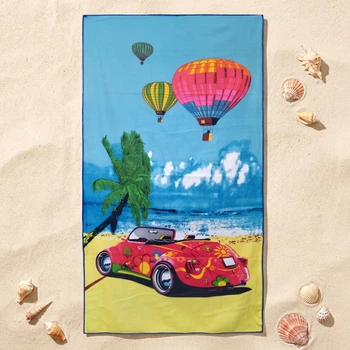 Пляжное легкое полотенце из микрофибры Colorful Home Машинка и воздушные шары 70х140 см