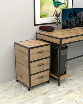 Мобильная офисная тумба в стиле лофт EcoLoft Венген Мерит DSP-1492-1 Дуб Аппалачи
