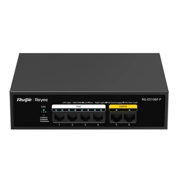 Коммутатор 6 портов неуправляемый Ruijie Reyee RG-ES106F-P PoE