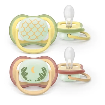 Пустушка Philips Avent 2 шт в футлярі Ultra Air силікон size 1 (0-6 m), night yellow