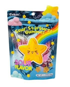 Желейні цукерки Cokoc Gummies Sour Star Burst 100 г - кислі фруктові жувальні цукерки (53814)