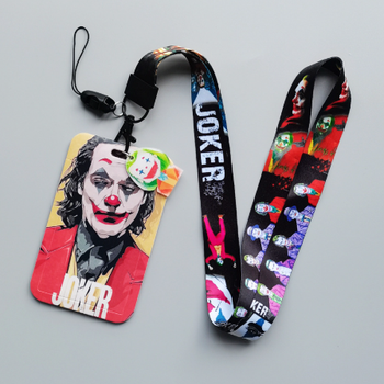 Бейдж холдер для карт Joker Джокер с ремешком на шею и карабином (111х69 мм) Черно-красный
