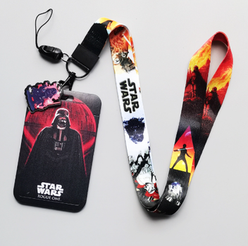 Шнурок для ключів та бейджа Зіркові Війни Star Wars Дарт Вейдер з картхолдером та брелоком 45 см