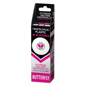 М’ячі для настільного тенісу Butterfly R40+ 3* ITTF 3шт.