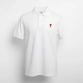 Чоловіча футболка-поло Ami Paris Ami De Coeur small logo Polo Shirt біла розмір L (AP12003.5L)