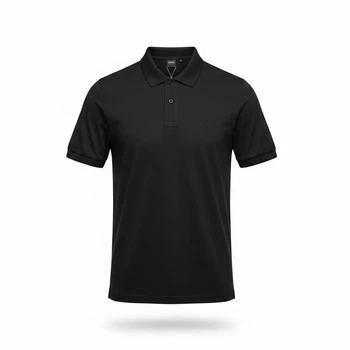 Чоловіча футболка поло в стилі BOSS Logo-Embroidered Cotton Polo Shirt чорна розмір L (HB13001.2L)