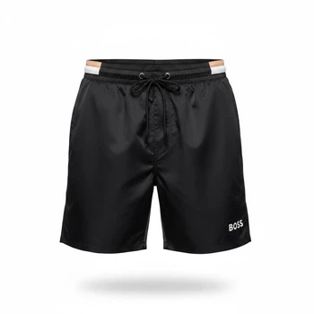 Мужские шорты для плавания в стиле BOSS Signature Stripe Swim Shorts черные размер L (HB18001.2L)
