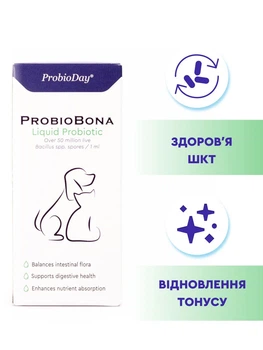 Пробиотик для собак пробиотик для кошек жидкий пробиотик для животных пробиотик для щенков котят пребиотик для собак кормовая добавка БАД для животных для пищеварения желудка пероральная ProbioBona ProbioDay 100 мл