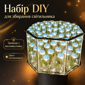Набір DIY для складання світильника Блакитні троянди у восьмикутнику