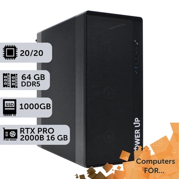 Компьютер Power Up #17 для AutoCad/Core Ultra 7 265KF/64 GB/SSD 1TB/NVIDIA Quadro RTX PRO 2000B 16GB для проектирования и инженерии оптимизирован для работы с CAD-программами предназначенными для 2D и 3D-проектирования