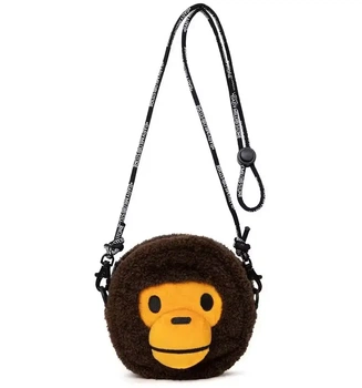 Сумка-кошелёк BAPE Baby Milo Face Cross Bag в коричневом цвете.