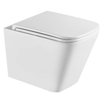 Унитаз подвесной безободковый белый DEVIT Flow square с сиденьем с микролифтом DFL0520111W