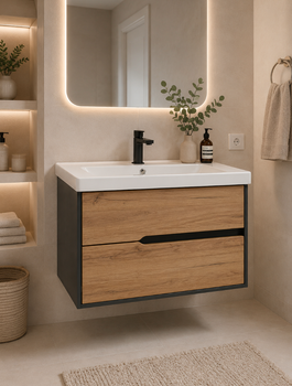 Тумба підвісна Vivia Loft Ш2 60 см, дуб еко, з умивальником Cers 60