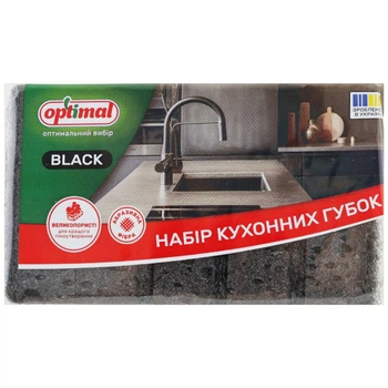 Набір губок кухонних Optimal Піноефект Black, 5 шт/пач. - 638533