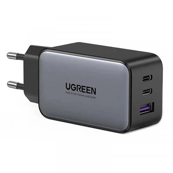 Мережевий зарядний пристрій Ugreen CD244 65W 2xUSB-C + USB-A PD3 QC GaN Fast Charger Grey (10335)